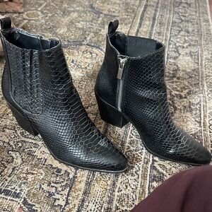 Black Textured Ankle Boots